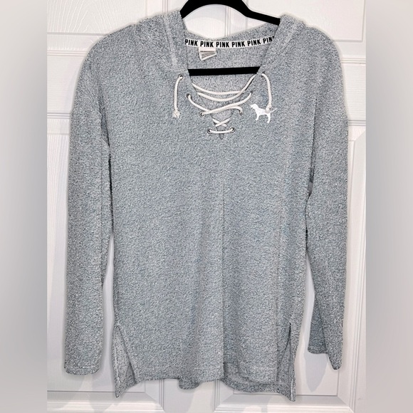 Victoria's Secret PINK Hoodie - Terry Cloth Pullover w/ Logo - Sz. Medium - Picture 1 of 8